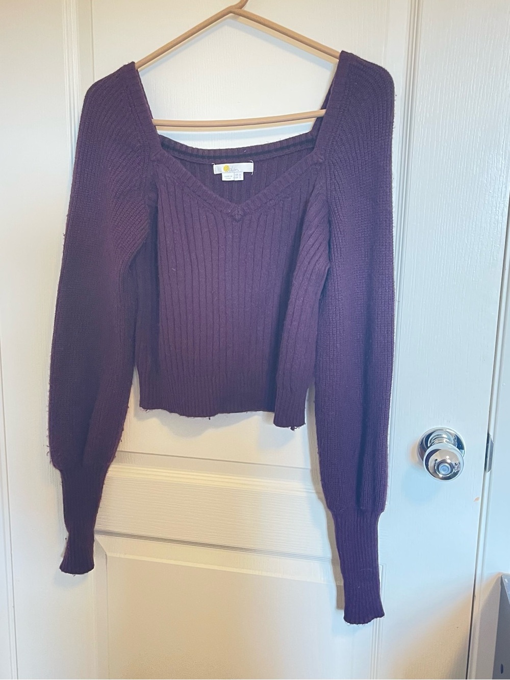 Boden Plum Ribbed V-Neck Sweater